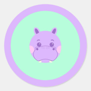 Happy Hippo Ronde Sticker