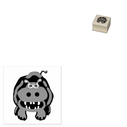 Happy hippo 	rubberstempel (Gestempeld)