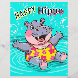 Happy Hippo | Schattigee Cartoon Kind Nursery Art
