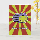 Happy Hippo Verjaardag Kaart (Gele Bloem)
