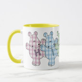 Happy Hippos pastel gingham Mok (Links)