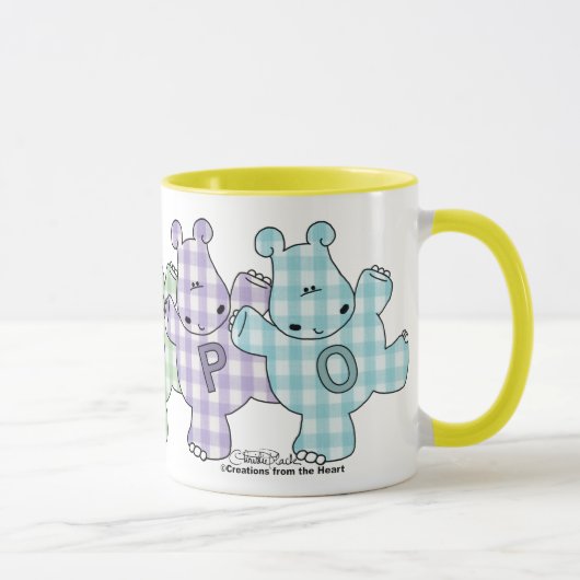 Happy Hippos pastel gingham Mok (Rechts)