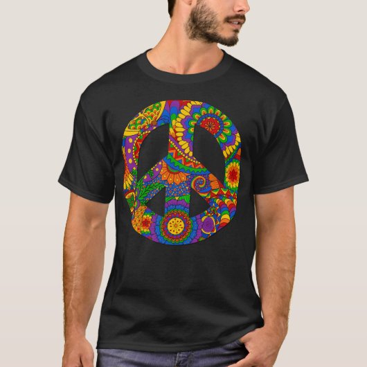Happy Hippy Psychedelic Rainbow Design T-shirt (Voorkant)