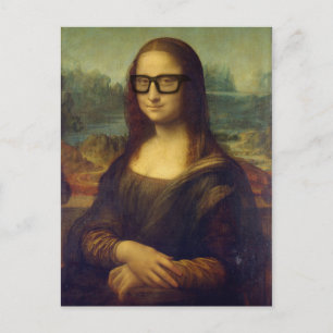 Happy Hipster Mona Lisa in Cool Hipster Glasses Briefkaart
