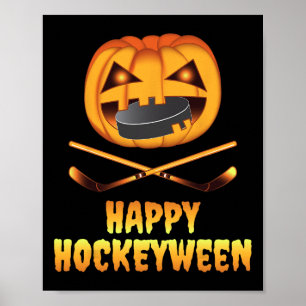 Happy Hockeyween Hockey Pompoen Eten Puck Fun Ha Poster