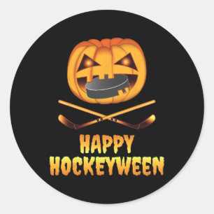 Happy Hockeyween Hockey Pompoen Eten Puck Fun Ha Ronde Sticker