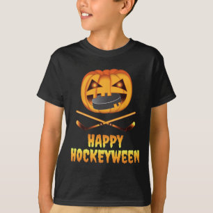 Happy Hockeyween Hockey Pompoen Eten Puck Fun Ha T-shirt