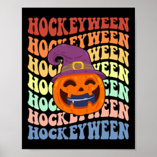 Happy Hockeyween ijshockey halloween Pompoen Eati Poster