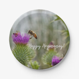 Happy Hogmanay Celebration Thistle & Honey Bijen Papieren Bordje