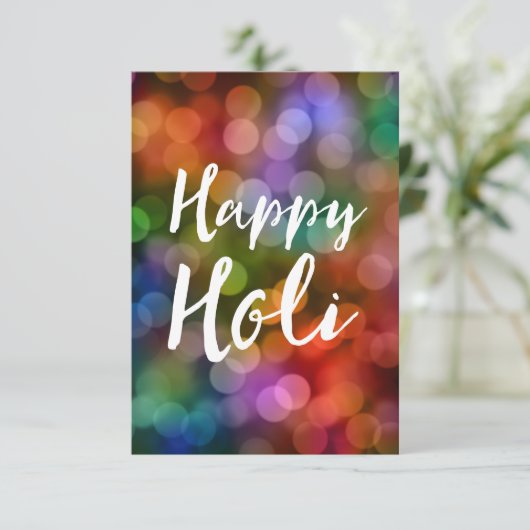 Happy Holi Bokeh Kaart (Staand voorkant)