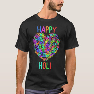 Happy Holi Colorful Heart Print Colors India Dance T-shirt