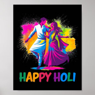 Happy Holi Festival Indian Kleuren Lente Dans Dan Poster