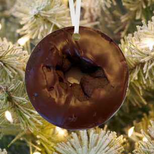 Happy Holi-Glaze Chocolate Donut Metalen Ornament