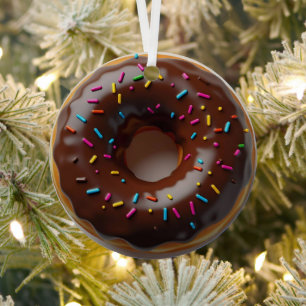 Happy Holi-glaze Donut Gepersonaliseerde Kerst Metalen Ornament