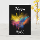 Happy Holi op zwarte achtergrond Kaart (Gele Bloem)