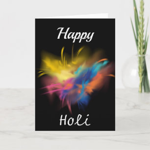 Happy Holi op zwarte achtergrond Kaart