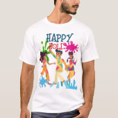 Happy Holi speelt Holi T-shirt (Voorkant)