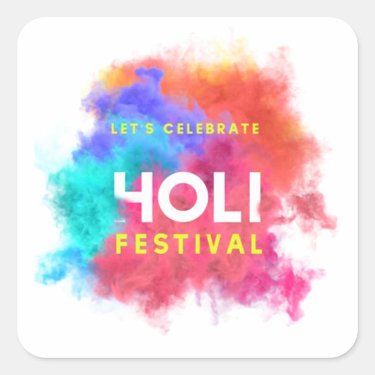 Happy Holi Vierkante Sticker (Voorkant)