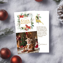 Happy Holiday Baby Foto Kerstmis Groet Feestdagenkaart