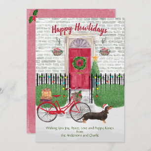 Happy Holiday Brown Dachshund Bicycle Red-deur