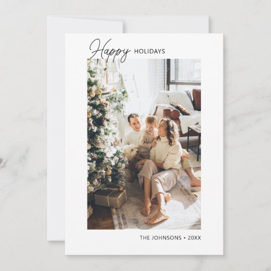 Happy Holiday Calligraphy Photo Holiday Kaart (Voorkant)