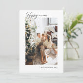 Happy Holiday Calligraphy Photo Holiday Kaart (Staand voorkant)
