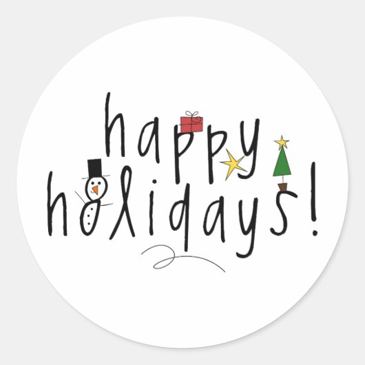 Happy Holiday Classic Round Sticker (Devant)