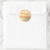 happy holiday classique rond autocollant (Sac)