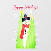 Happy Holiday Commercial Snowman Large Raamsticker (Vel)