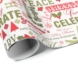 Happy Holiday Custom Naam Kleurrijke Cheer Kerstmi Cadeaupapier