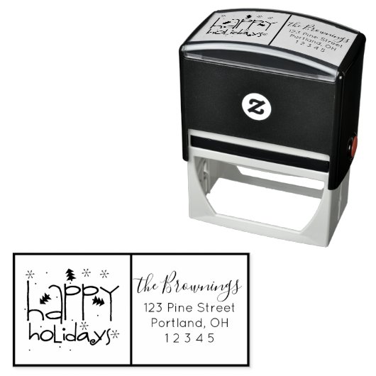Happy Holiday Geplande Aangepaste feestdag Adres Zelfinktende Stempel (In situ)