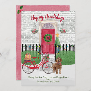 Happy Holiday Labradoodle Bicycle Red Dedoor