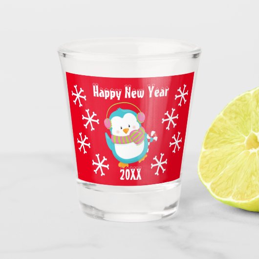 Happy Holiday Penguin Shot Glas (Voorkant)