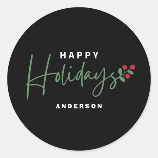 Happy Holiday Ronde Sticker (Voorkant)