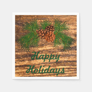 Happy Holiday - Rustic pine-cone detail Servet
