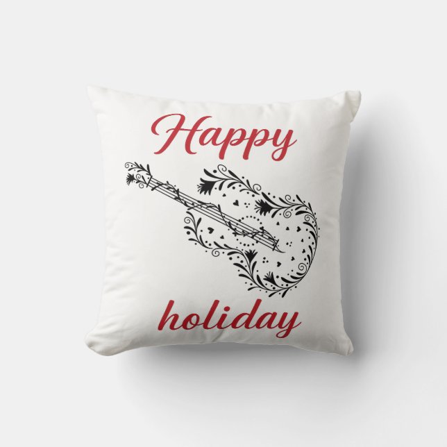 Happy Holiday Script Throw Pillow | Minimal Festiv Kussen (Voorkant)