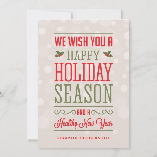 Happy Holiday Season Corporate Health Cards Feestdagenkaart (Voorkant)