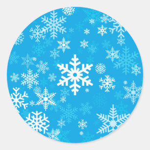 Happy Holiday Sneeuwvlokken Patroon blauw Iedereen Ronde Sticker