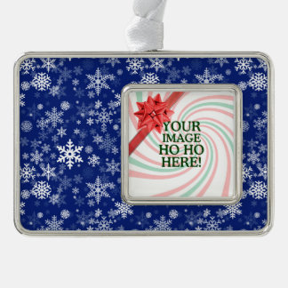 Happy Holiday Snowflakes Patroon voor iedereen Verzilverd Kader Ornament