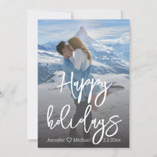 Happy Holiday Stijlvol handschrift paar foto Notitiekaartje