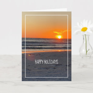 Happy Holiday Sunset Beach Foto Kaart