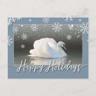 Happy Holiday Swans Card Feestdagenkaart