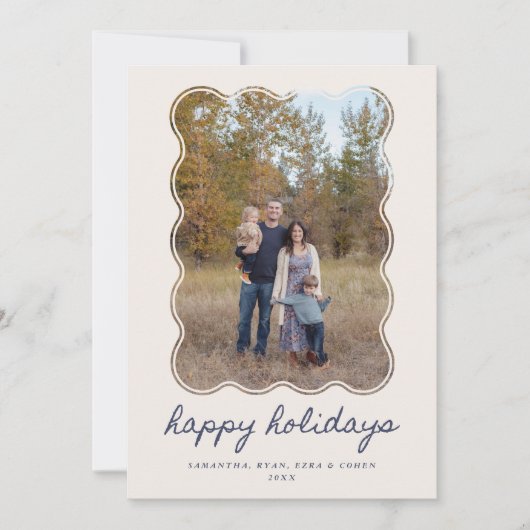 Happy Holidays 5 Photo Card We've Moved Text Feestdagenkaart (Voorkant)