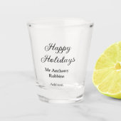Happy holidays add name date year simple minimChri Shot Glas (Voorkant)