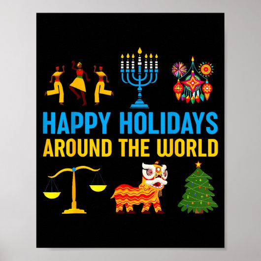Happy Holidays Around The World Multicultural Matc Poster (Voorkant)
