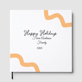 Happy holidays black orange name date year spiral  gastenboek