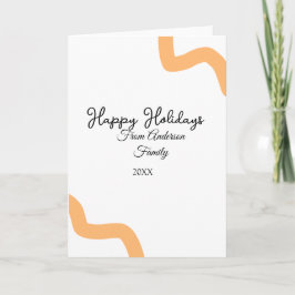 Happy holidays black orange name date year spiral  kaart