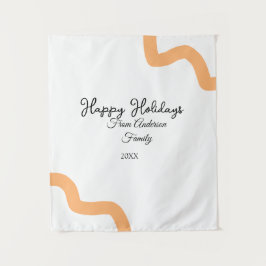 Happy holidays black orange name date year spiral  wandkleed