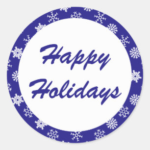 Happy Holidays Blue Snowflake Stickers Motif