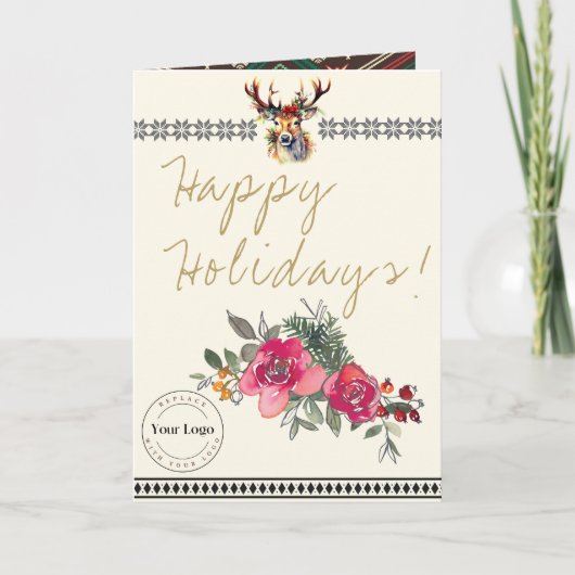 Happy Holidays Boho Business Logo Carte de voeux (Devant)